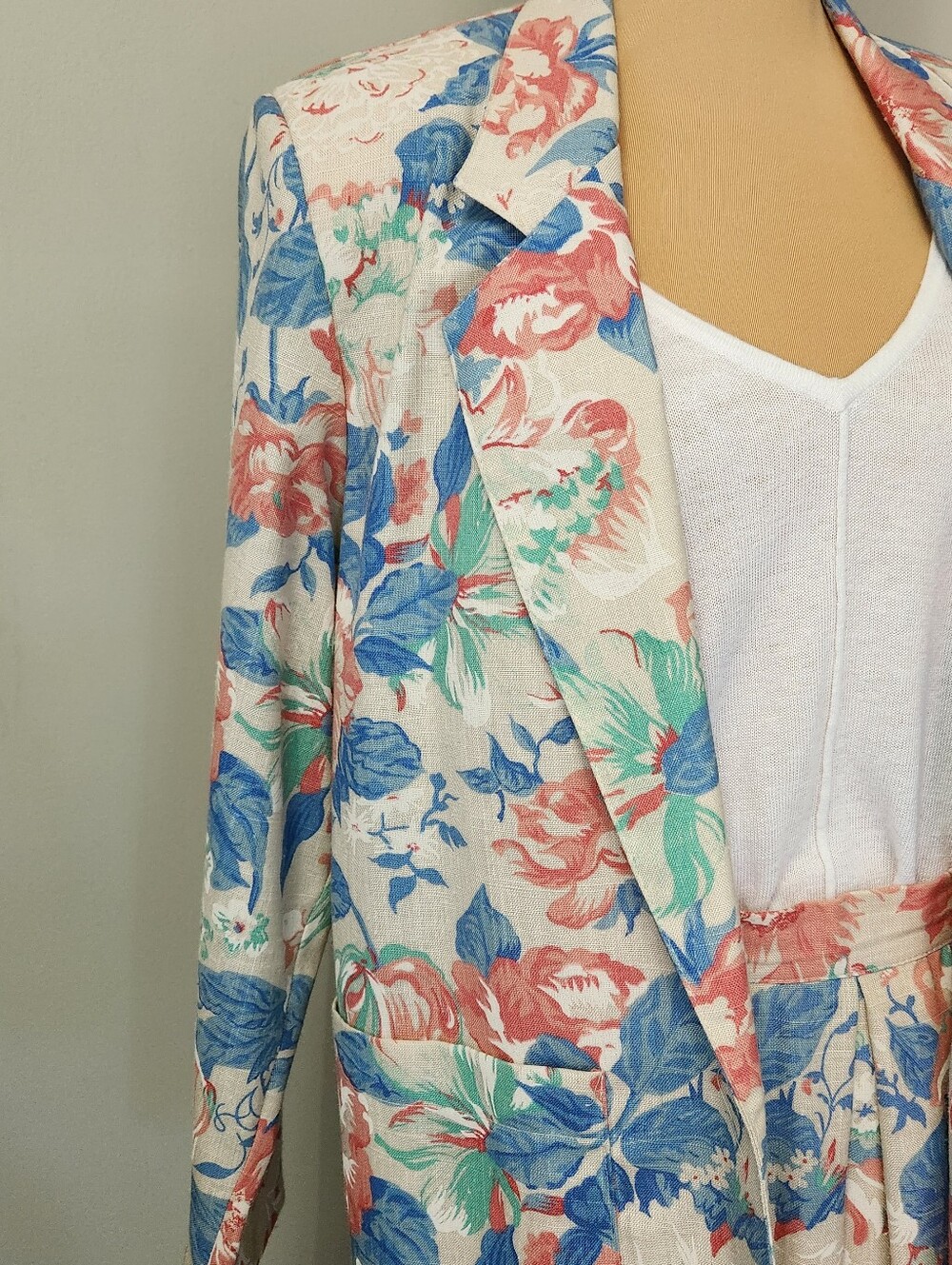 Vintage Floral Blazer Skirt Suit Set Womens 10 Cottagecore Grandmacore 90s - Picture 5 of 16